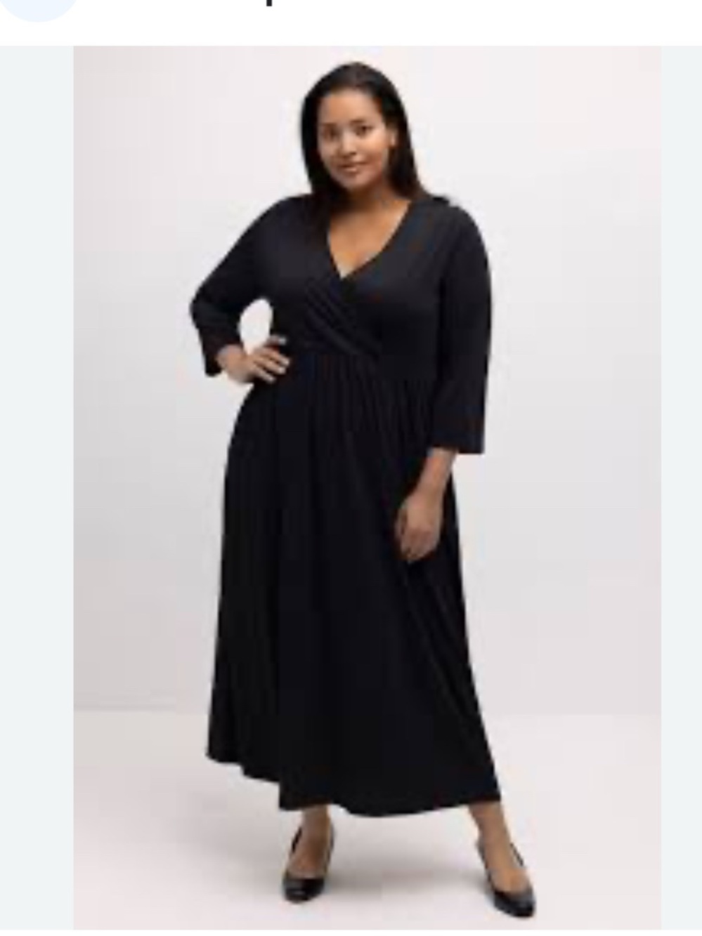 Ulla Popken Black Wrap-Front Maxi Dress